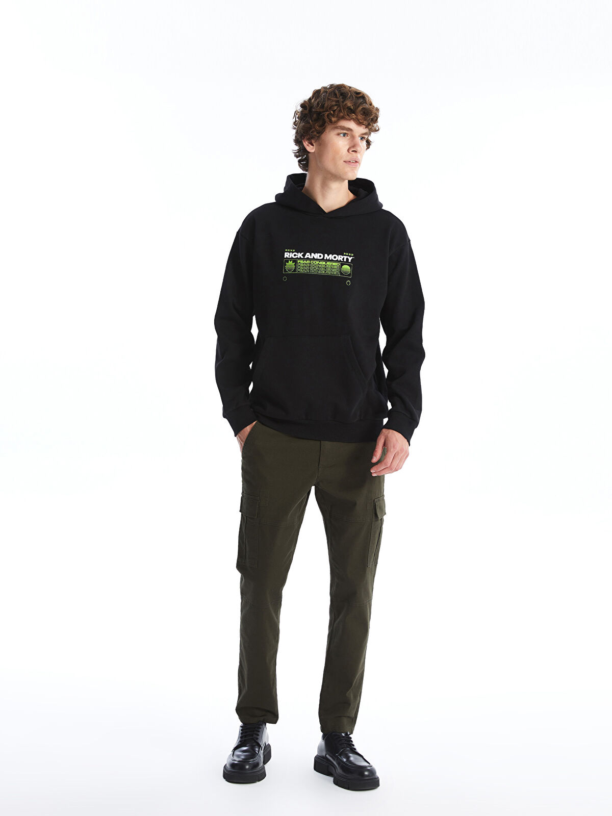 Long Sleeve Rick and Morty Printed Men's Thick Hoodie -W4DG89Z8-CVL -  W4DG89Z8-CVL - LC Waikiki