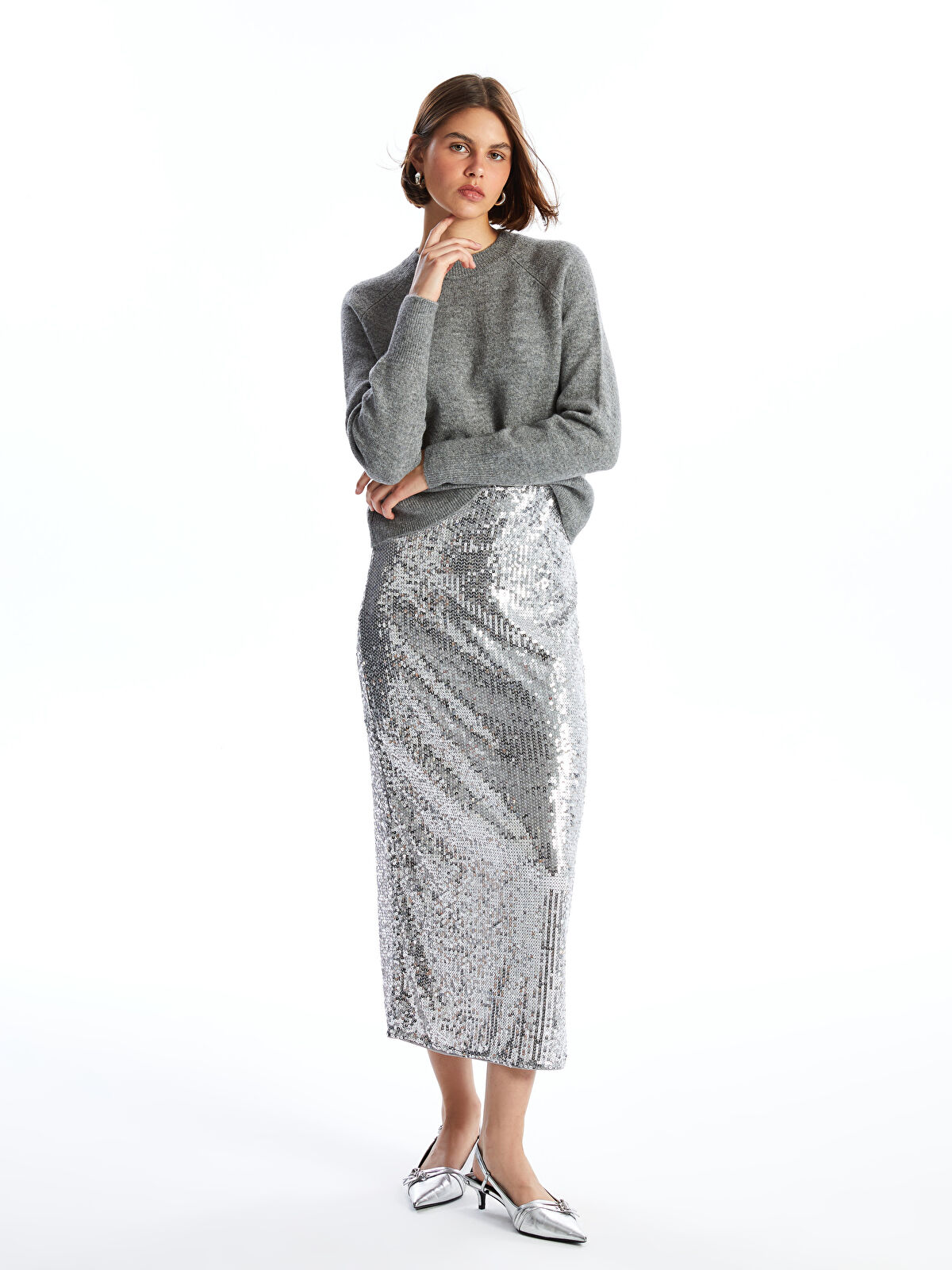 Slim Fit Sequined Women's Skirt -W4EA71Z8-YH6 - W4EA71Z8-YH6 - LC Waikiki