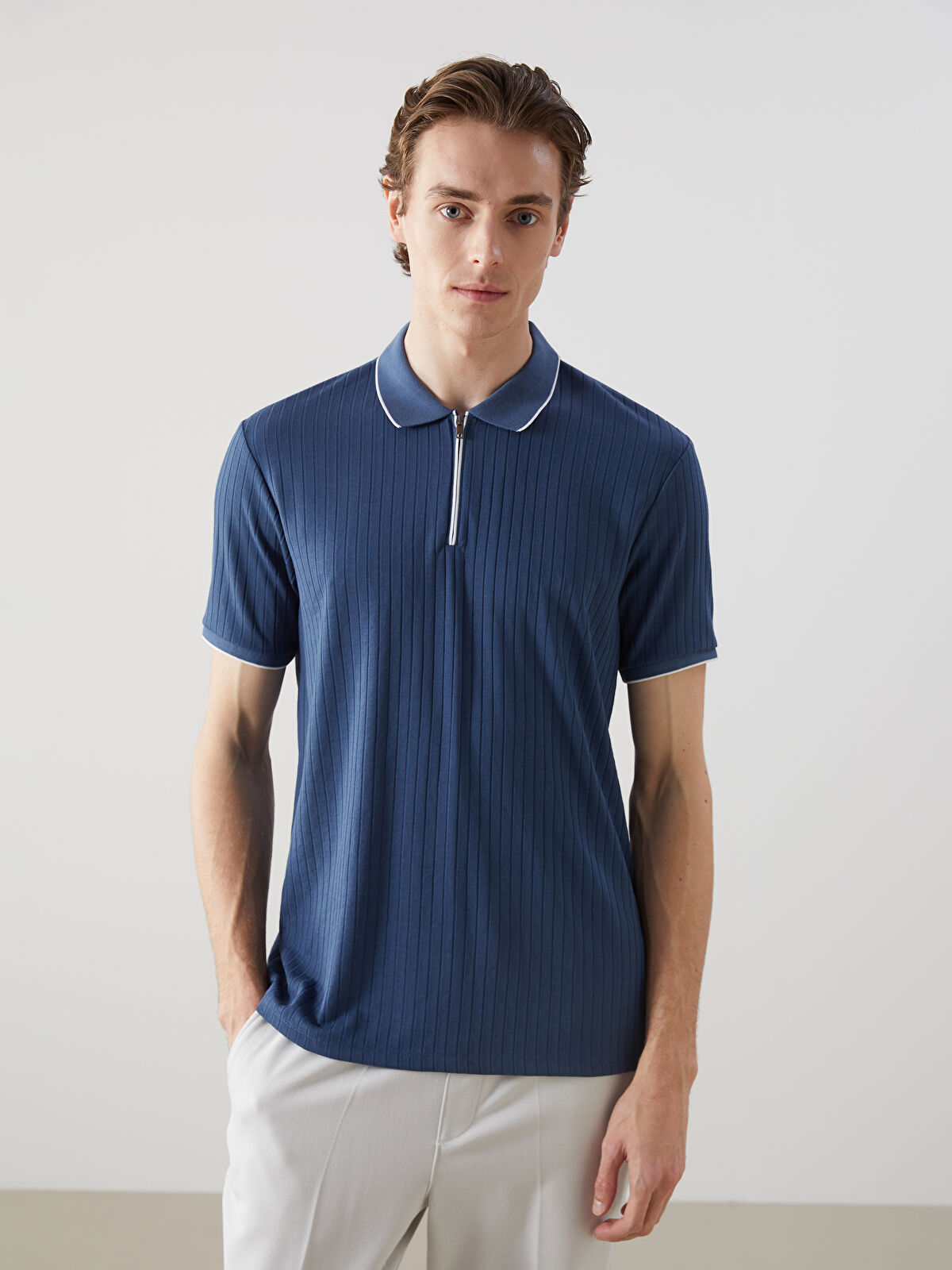 Polo Neck Short Sleeve Combed Cotton Men's T-Shirt -S53481Z8-J2H -  S53481Z8-J2H - LC Waikiki