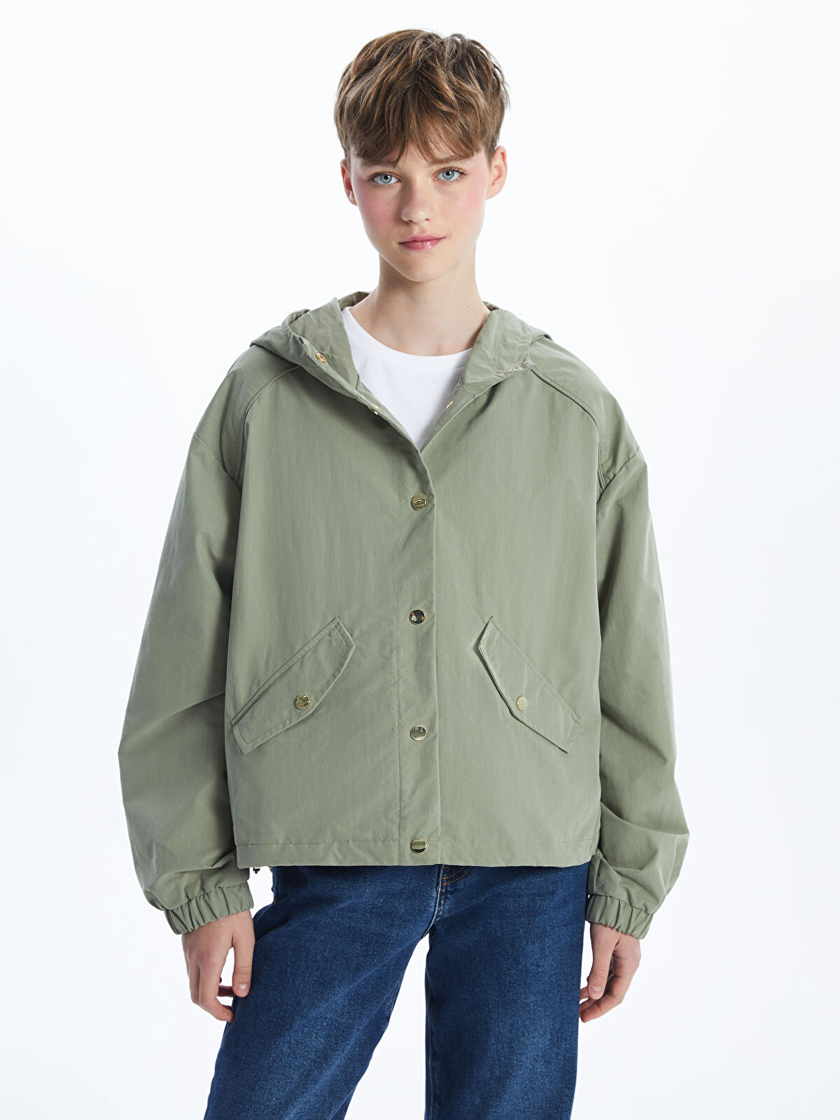 Woman KHAKI Short Coat -S56092Z8-JK3 - S56092Z8-JK3 - LC Waikiki