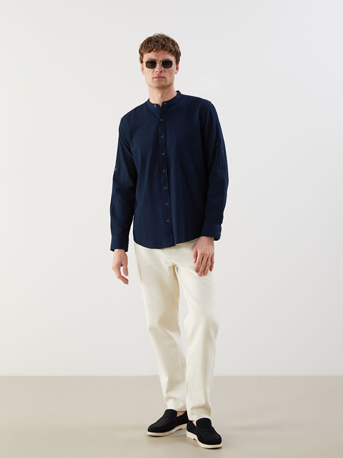 Regular Fit Crinkle Gathered Men's Shirt -S57317Z8-RFH