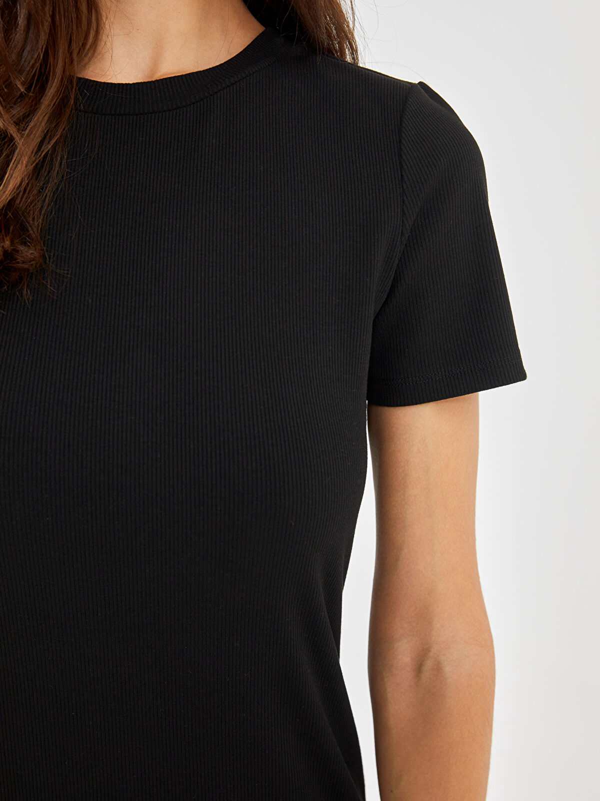 Women's Crew Neck Straight Bodycon Dress -S5AO24Z8-CVL