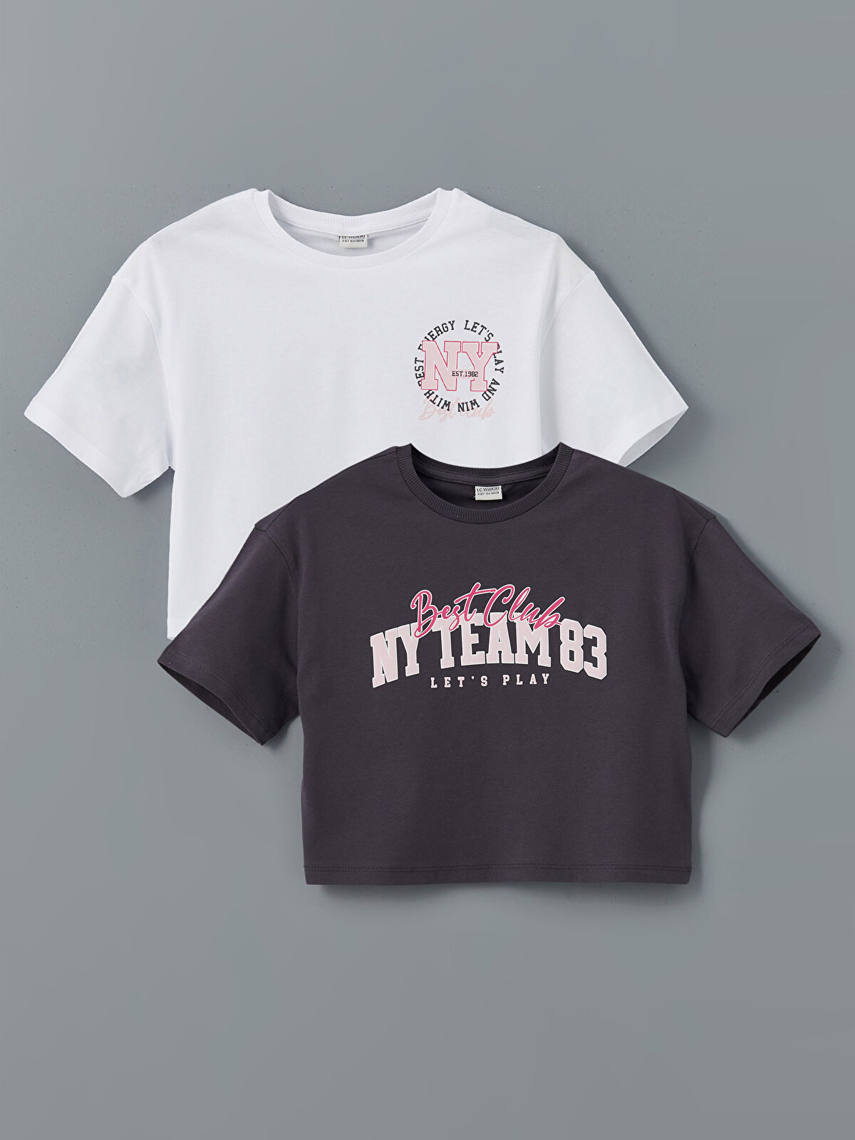 LC WAIKIKI Crew Neck Girls' Crop T-Shirt 2-Pack -S5BA13Z4