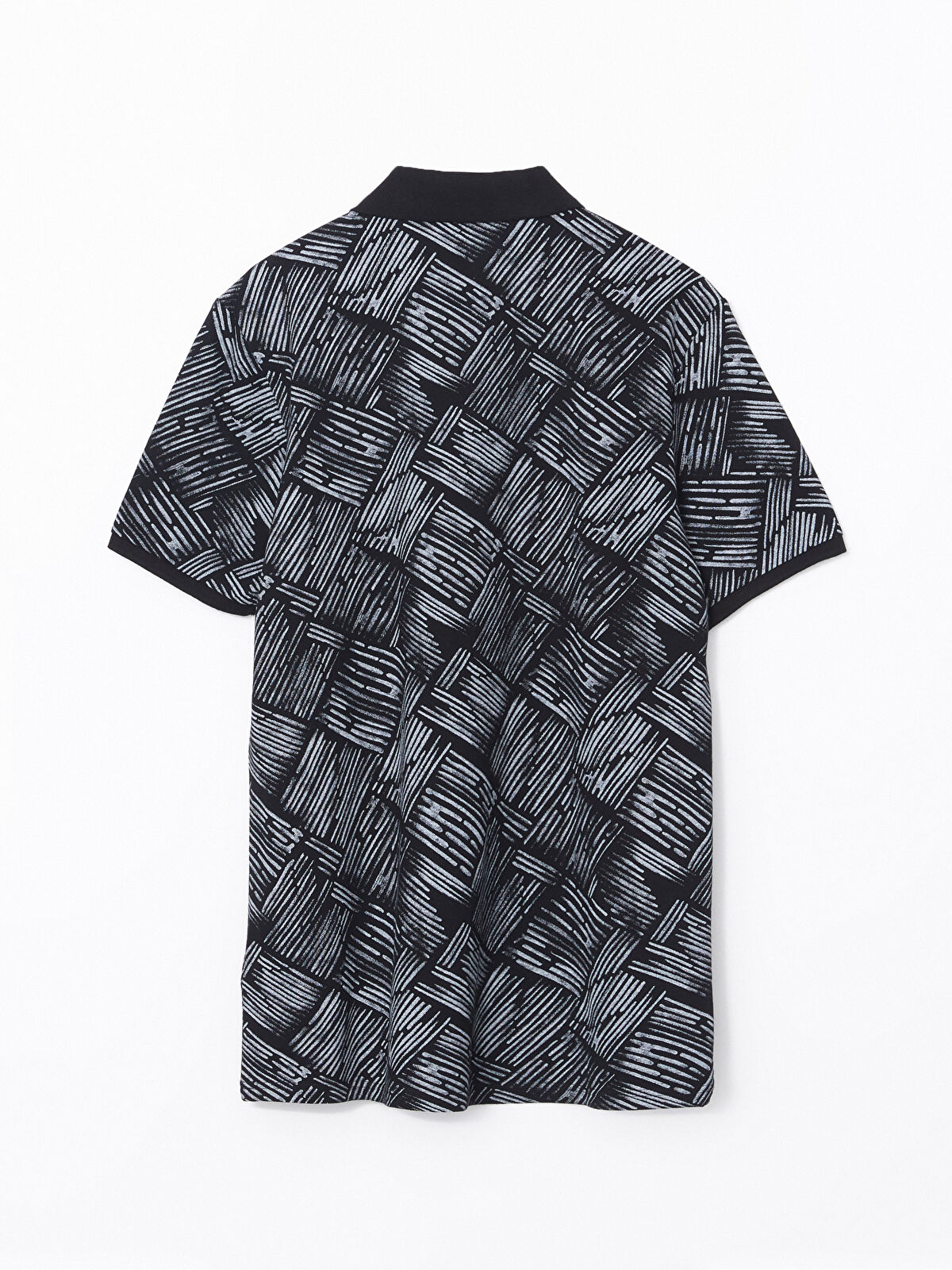 Polo Neck Patterned Pique Jacquard Men's T-Shirt -S5CH80Z8