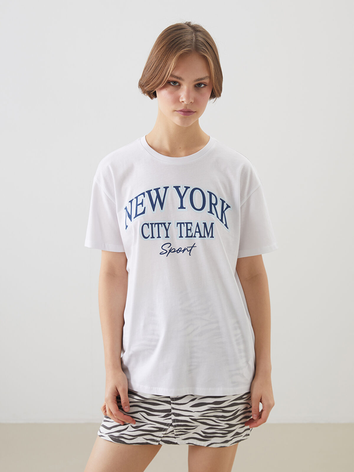XSIDE Crew Neck New York Printed Women's T-Shirt -S5DL01Z8