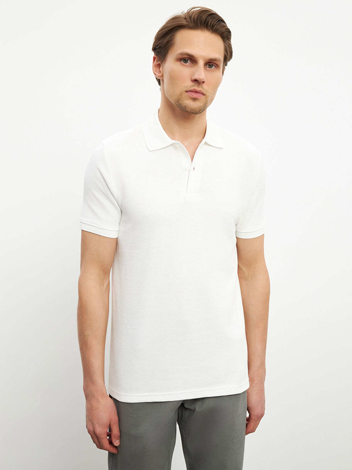 Patterned Men's Polo Neck T-Shirt -S5EC41Z8-R9J - S5EC41Z8