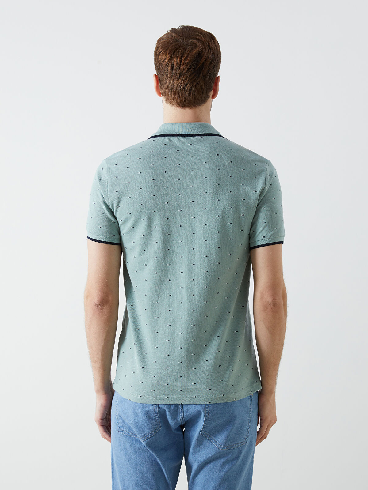 Polo Neck Short Sleeve Patterned Pike Men's T-shirt
