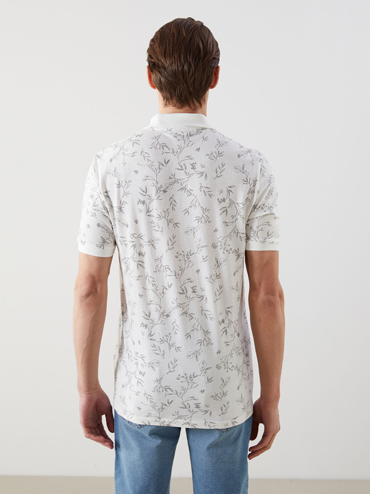 Polo Neck Floral Men's Pique T-Shirt -S5FO07Z8-LQB
