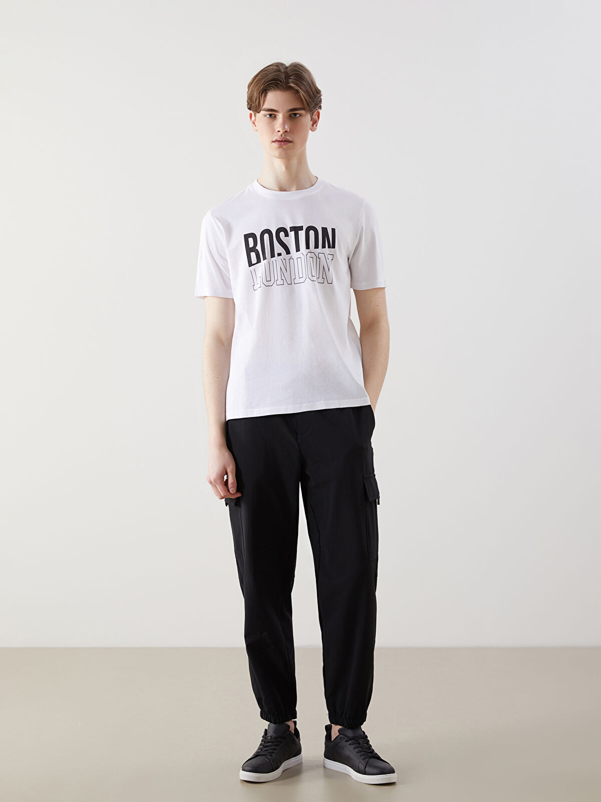 Crew Neck Boston London Printed Combed Cotton Men's T-Shirt