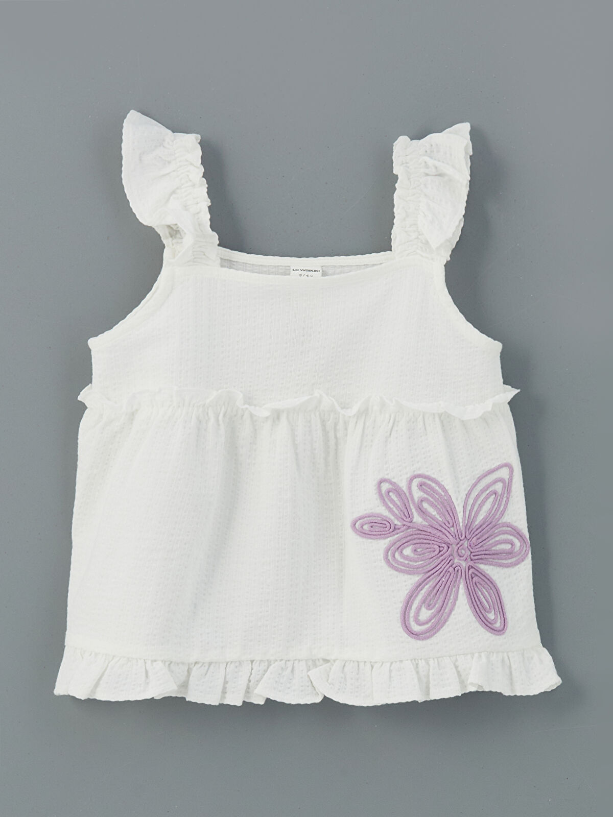 Square Collar Embroidered Girls' Tank Top -S5GA47Z1-JYX