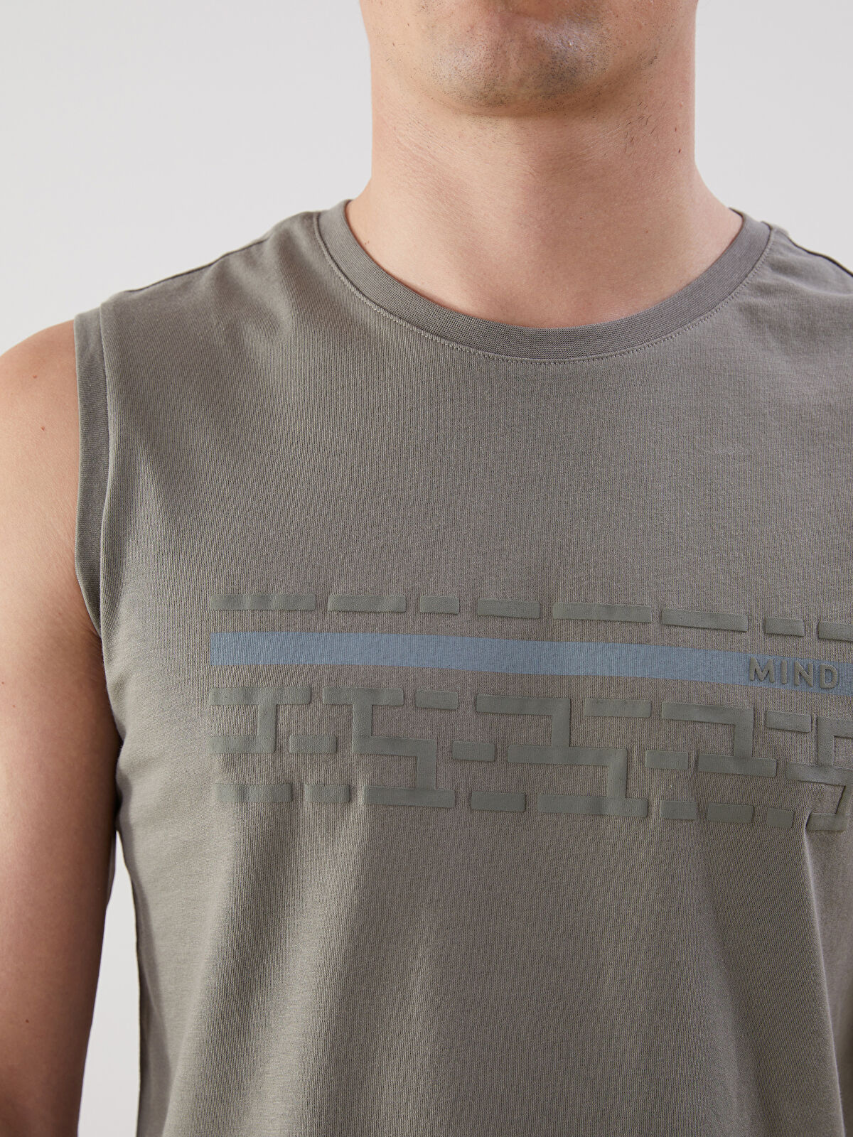 Crew Neck Printed Combed Cotton Men's Sleeveless T-Shirt