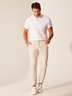 Bej Slim Fit Esnek Keten Pantolon Lc Waikiki