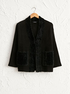 black thick knit cardigan