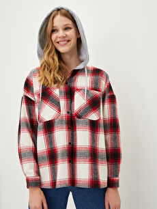 hooded plaid coat