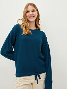Lcw Casual Crew Neck Plain Tie Detailed Long Sleeve Women S Knitwear Sweater W1ic81z8 Hps W1ic81z8 Hps Lc Waikiki