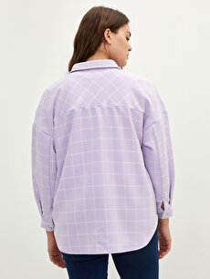 Large Size Front Button Closure Plaid Long Sleeve Women's Shirt 