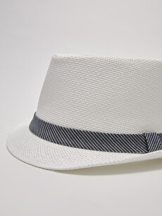Piping Detailed Straw Men's Fedora Hat 