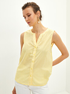 Women's Crew Neck Plaid Sleeveless 