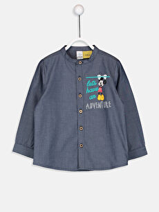 Mavi Erkek Bebek Mickey Mouse Baskili Poplin Gomlek Lc Waikiki