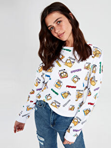Beyaz Garfield Baskili Sweatshirt Lc Waikiki