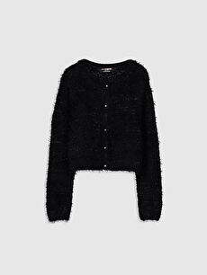 girls black fluffy cardigan