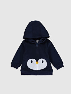 Lacivert Erkek Bebek Baskili Kapusonlu Fermuarli Sweatshirt 9wk168z1 Heu Lc Waikiki