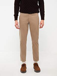 Slim Fit Gabardine Men's Chino Trousers -W22195Z8-GNL - W22195Z8 