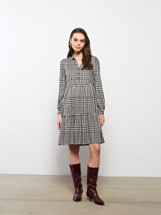 Shirt Collar Patterned Long Sleeve Flannel Maternity Dress W2GC39Z8 LKX W2GC39Z8 LKX LC Waikiki