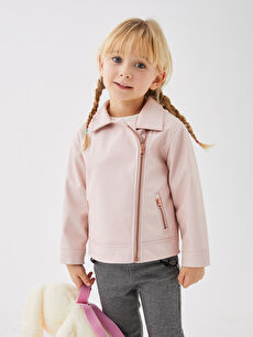Pink leather jacket sales for baby girl