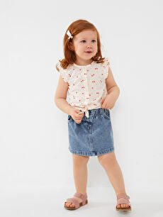 Basic Elastic Waist Baby Girl Jean Skirt S34891Z1 SHK S34891Z1 SHK LC Waikiki