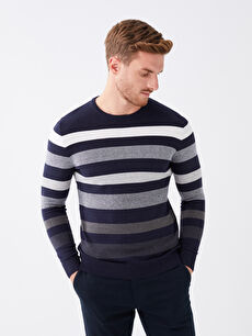 Lacoste striped sleeve crew sweater hotsell