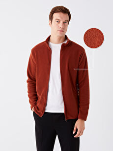 Stand Up Collar Long Sleeve Men s Fleece Cardigan W31655Z8 QFQ W31655Z8 QFQ LC Waikiki