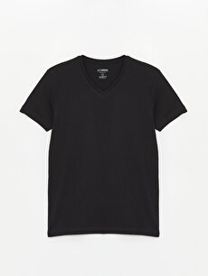 V Neck Short Sleeve Combed Cotton Men's T-shirt -W33333Z8-CVL -  W33333Z8-CVL - LC Waikiki