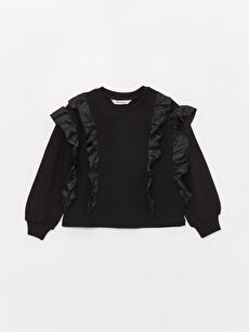 Crew Neck Ruffle Detailed Long Sleeve Girl s Sweatshirt W39489Z4 CVL W39489Z4 CVL LC Waikiki