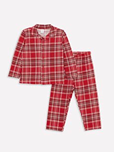Polo Neck Long Sleeve Plaid Patterned Baby Girl Pajama Set W3AE01Z1 LRA W3AE01Z1 LRA LC Waikiki