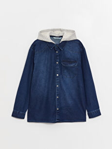 Hooded denim shirt discount womens