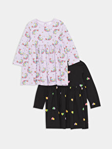 Crew Neck Long Sleeve Printed Baby Girl Dress 2 Piece W3HM76Z1