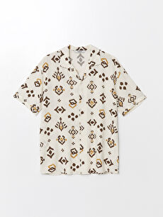 Regular Fit Short Sleeve Patterned Viscose Men's Shirt