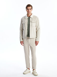 Standard Fit Shirt Neck Suede Men's Coat -W41099Z8-R9J Standard Fit Shirt Neck Suede Men's Coat -W41099Z8-R9J