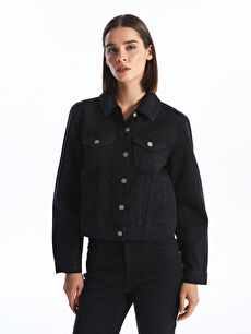 Womens jean jacket black best sale
