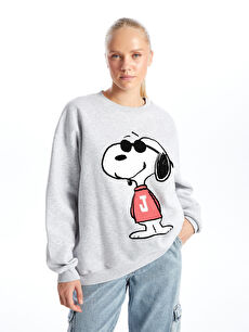 XSIDE Crew Neck Snoopy Printed Oversize Women's Thick
