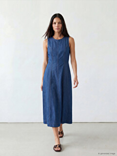 Midi Kloş Jean Elbise