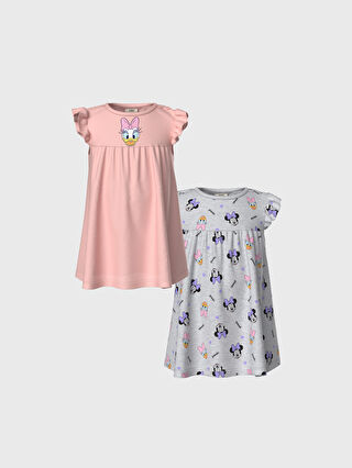 Pembe Kiz Bebek Disney Baskili Elbise 2 Li Lc Waikiki