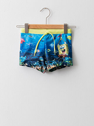 Elastic Waist SpongeBob Printed Quick Drying Boy's Boxer Swimsuit ...