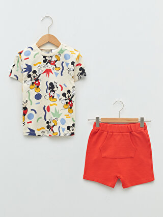 Crew Neck Short Sleeve Mickey Mouse Printed Baby Boy T-Shirt and Shorts  2-Piece Set -S21578Z1-KXP - S21578Z1-KXP - LC Waikiki