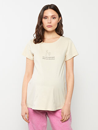 Crew Neck Printed Short Sleeve Cotton Maternity T-Shirt -S2GI71Z8-G6A -  S2GI71Z8-G6A - LC Waikiki