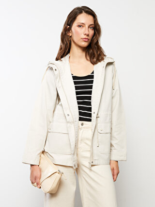 Hooded Straight Pocket Detailed Long Sleeve Women's Coat -W20055Z8-S2E ...