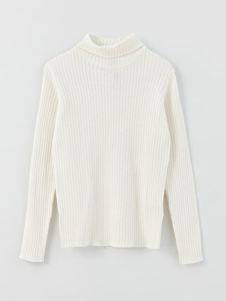 Turtleneck Basic Long Sleeve Girl Tricot Sweater -W34069Z4-R9J ...