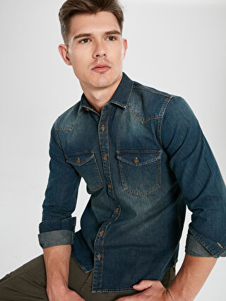 Indigo Slim Fit Uzun Kollu Jean Gomlek Lc Waikiki