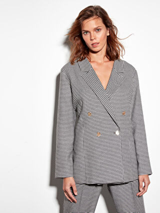 Siyah Kaz Ayagi Desenli Blazer Ceket Lc Waikiki